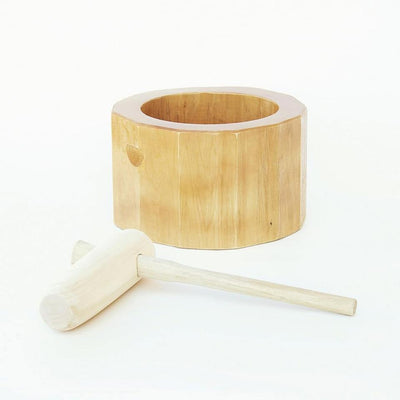 1-Sho Mini Wooden Mochitsuki Usu Set w/Kine Pounding Rice Cake