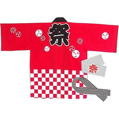 UNISEX Happi Set Matsuri Red Medium "祭 (Festival)"