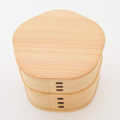 2-Stage Ume Shape Magewappa Bento Box Akita Cedar Wooden Lunch Box