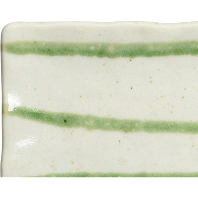 Mino Ware 29x12cm Ceramic Sushi/Sashimi Plate Rectangle White Green Lines