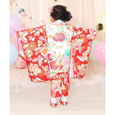 Full Kimono Set for 3 Years Old Red Shichigosan/New Years Ceremony