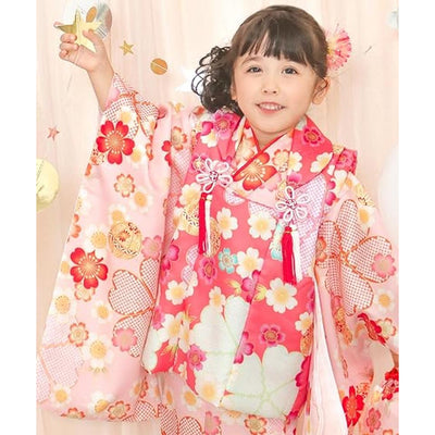 Full Kimono Set for 3 Years Old  Light Pink Sakura Shichigosan/New Years Ceremony