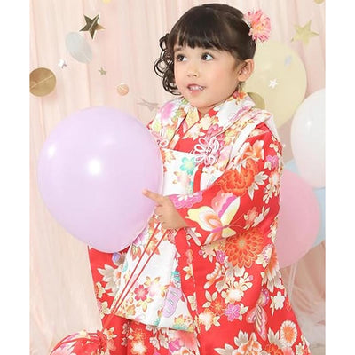 Full Kimono Set for 3 Years Old Red Shichigosan/New Years Ceremony
