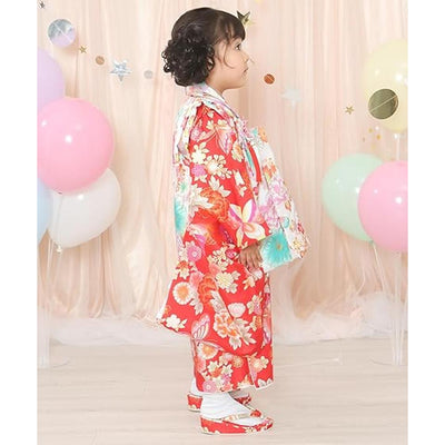 Full Kimono Set for 3 Years Old Red Shichigosan/New Years Ceremony