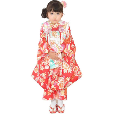 Full Kimono Set for 3 Years Old Red Shichigosan/New Years Ceremony