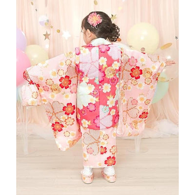 Full Kimono Set for 3 Years Old  Light Pink Sakura Shichigosan/New Years Ceremony
