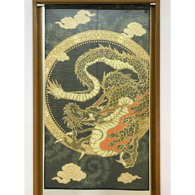 NOREN Japanese Doorway Curtain UKIYOE Correction Golden Threads