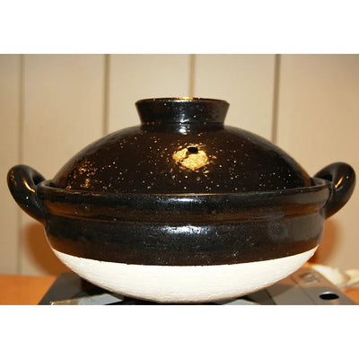 NAGATANIEN Steam Donabe 2-4 People 27cm Black Clay Pot