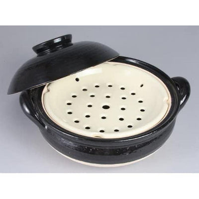 NAGATANIEN Steam Donabe Clay Pot Large 31cm Black