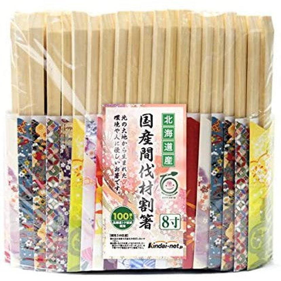 100pcs Kimono Pattern Waribashi Disposal Wooden Chopstics Made in Japan