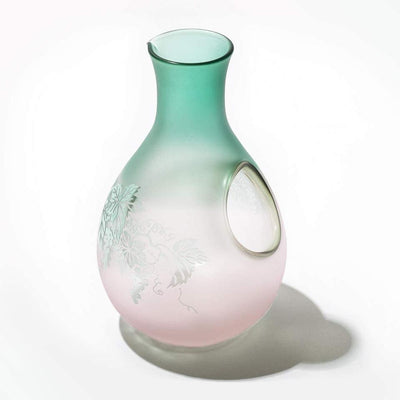 Cold Sake Glass Set Sculpture Yume Glass Pink/Green