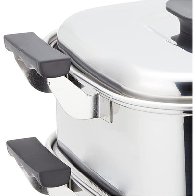 27x27cm Stainless Steel 2-Stage Steamer Gas/Induction Square