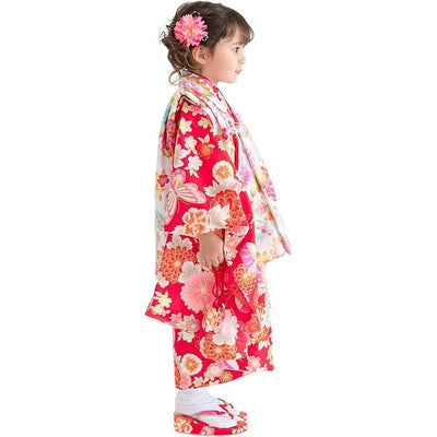Full Kimono Set for 3 Years Old Red Shichigosan/New Years Ceremony