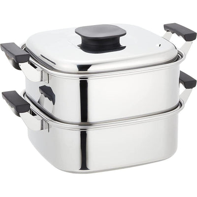 27x27cm Stainless Steel 2-Stage Steamer Gas/Induction Square