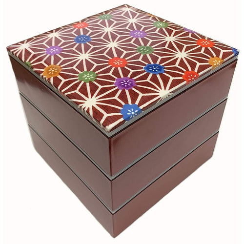 3-Stage 18cm Osechi Jubako Lunch Box Container Colorful Flower