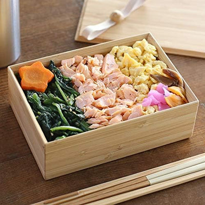 Japanese Wooden Bento Box Natural Bamboo 500ml Black