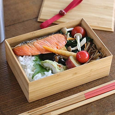 Japanese Wooden Bento Box Natural Bamboo 500ml Black