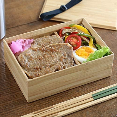 Japanese Wooden Bento Box Natural Bamboo 500ml Black