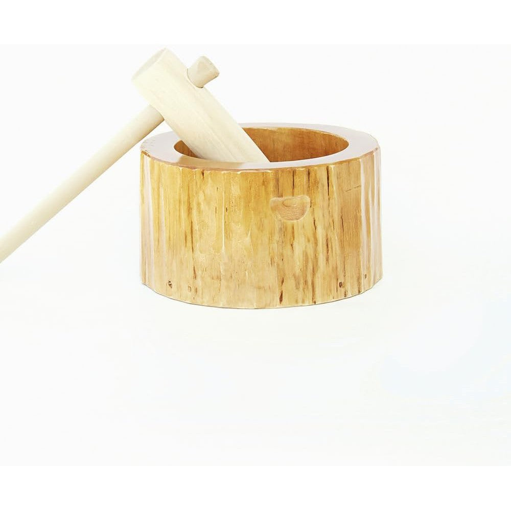 1.5-Sho Mini Wooden Mochitsuki Usu Set w/Kine Pounding Rice Cake