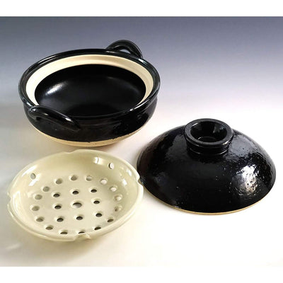 NAGATANIEN Steam Donabe 2-4 People 27cm Black Clay Pot