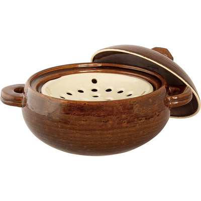 NAGATANIEN Multi-Purpose Donabe 2-3 People 23cm Clay Pot AME Brown