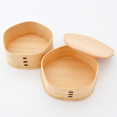 2-Stage Ume Shape Magewappa Bento Box Akita Cedar Wooden Lunch Box