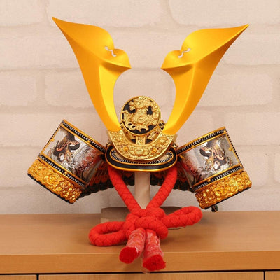 Kabuto Display Boys Ceremony Compact Wooden Box