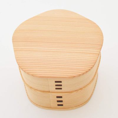 2-Stage Ume Shape Magewappa Bento Box Akita Cedar Wooden Lunch Box