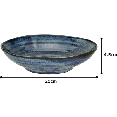 Mino Ware 21cm Ceramic Plate for Curry Rice Pasta Salad Navy Blue