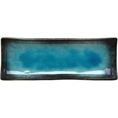 Mino Ware 25x9.2cm Ceramic Sushi/Sashimi Plate Rectangle Navy Blue