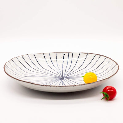 Mino Ware 24cm Large Ceramic Plate for Curry Rice Pasta Salad TOKUSA Lines