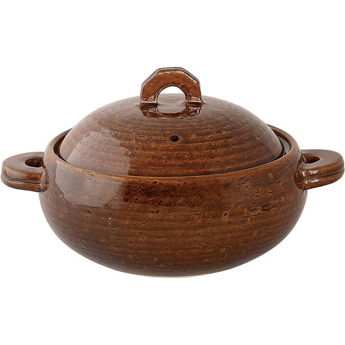 NAGATANIEN Multi-Purpose Donabe 2-3 People 23cm Clay Pot AME Brown