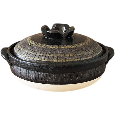 Banko Ware Deep Donabe 5-6 People Large Kuro-Tokusa Clay Pot Black