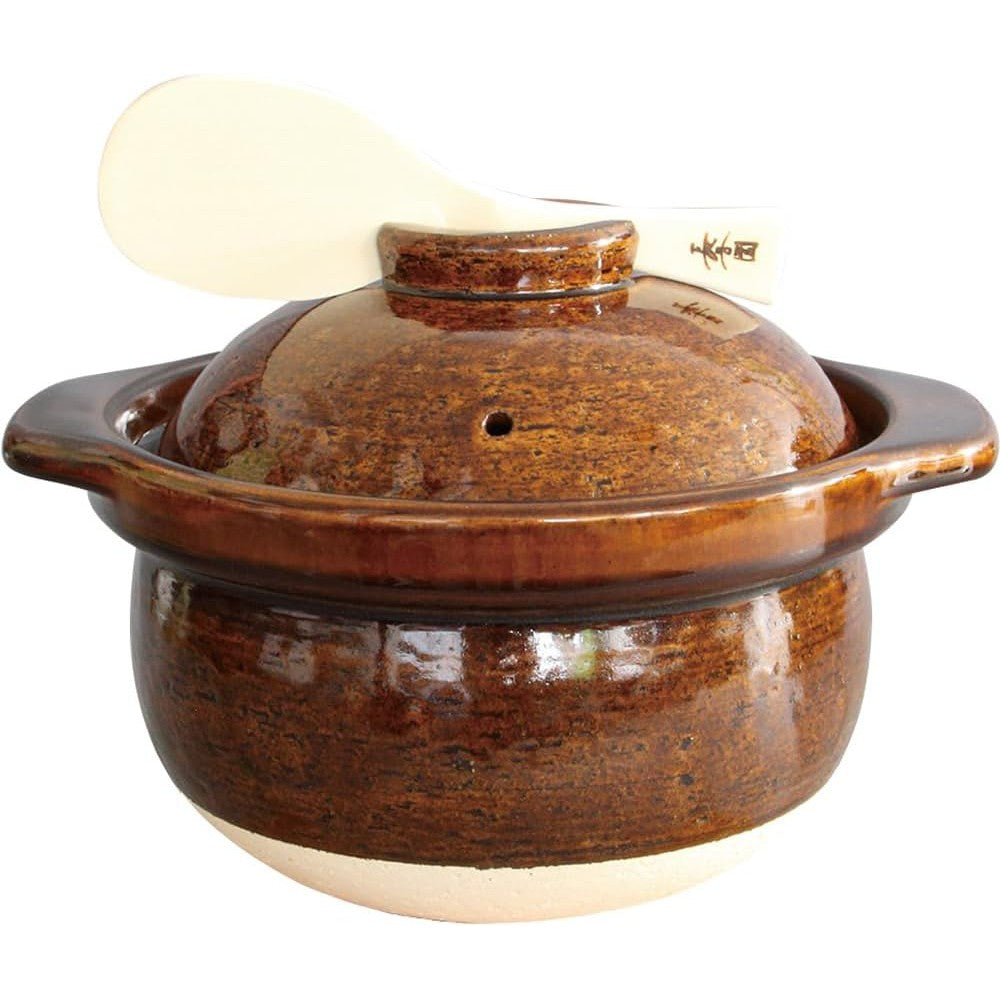 AIKA+NAGATANIEN KAMADO SAN 3-Rice Cup Donabe Rice Cooker Clay Pot Stylish AME