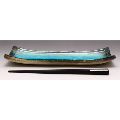 Mino Ware 25x9.2cm Ceramic Sushi/Sashimi Plate Rectangle Navy Blue