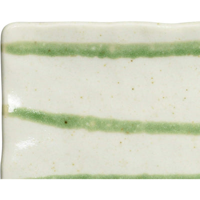 Mino Ware 29x12cm Ceramic Sushi/Sashimi Plate Rectangle White Green Lines