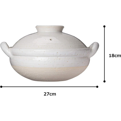 NAGATANIEN Steam Donabe 2-4 People 27cm White Clay Pot