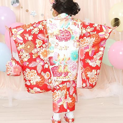 Full Kimono Set for 3 Years Old Red Shichigosan/New Years Ceremony