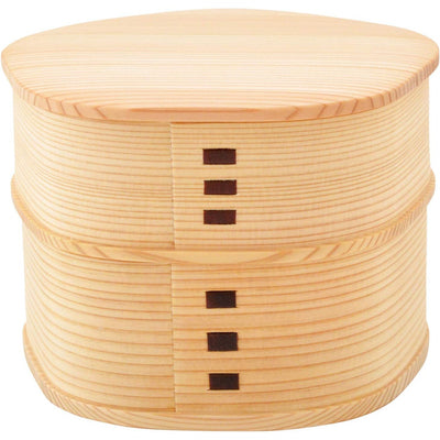 2-Stage Ume Shape Magewappa Bento Box Akita Cedar Wooden Lunch Box