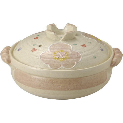 Banko Ware Donabe 3-4 People 25cm Sakura Clay Pot