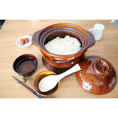 AIKA+NAGATANIEN KAMADO SAN 3-Rice Cup Donabe Rice Cooker Clay Pot Stylish AME