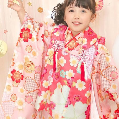 Full Kimono Set for 3 Years Old  Light Pink Sakura Shichigosan/New Years Ceremony