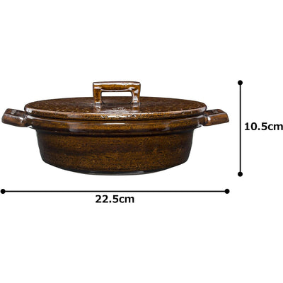 NAGATANIEN Bistro Donabe 2-3 People 23cm Clay Pot AME Brown