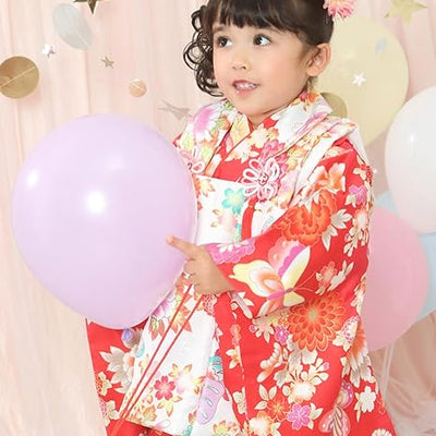 Full Kimono Set for 3 Years Old Red Shichigosan/New Years Ceremony