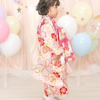 Full Kimono Set for 3 Years Old  Light Pink Sakura Shichigosan/New Years Ceremony