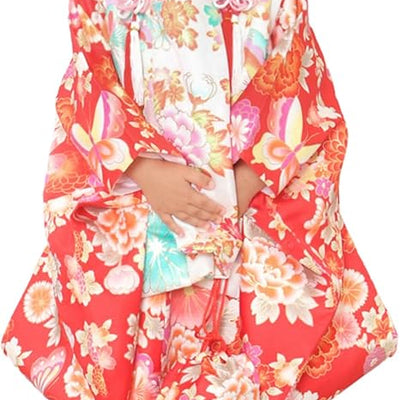 Full Kimono Set for 3 Years Old Red Shichigosan/New Years Ceremony