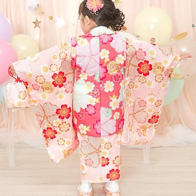 Full Kimono Set for 3 Years Old  Light Pink Sakura Shichigosan/New Years Ceremony