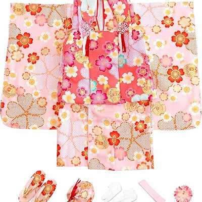 Full Kimono Set for 3 Years Old  Light Pink Sakura Shichigosan/New Years Ceremony