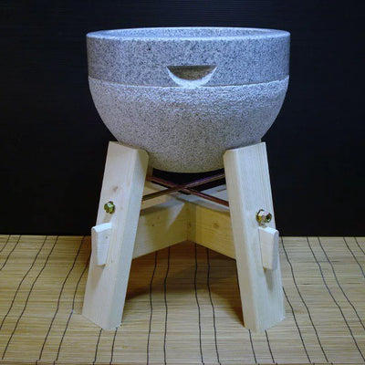 3-Sho Mikage Stone Mochitsuki Usu Set/Rice Cake Pounding Mortar & Wooden stand