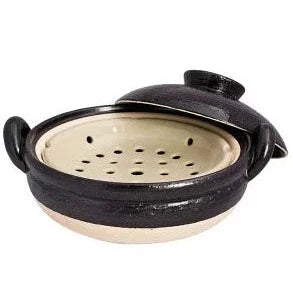 NAGATANIEN Steam Donabe 2-4 People 27cm Black Clay Pot